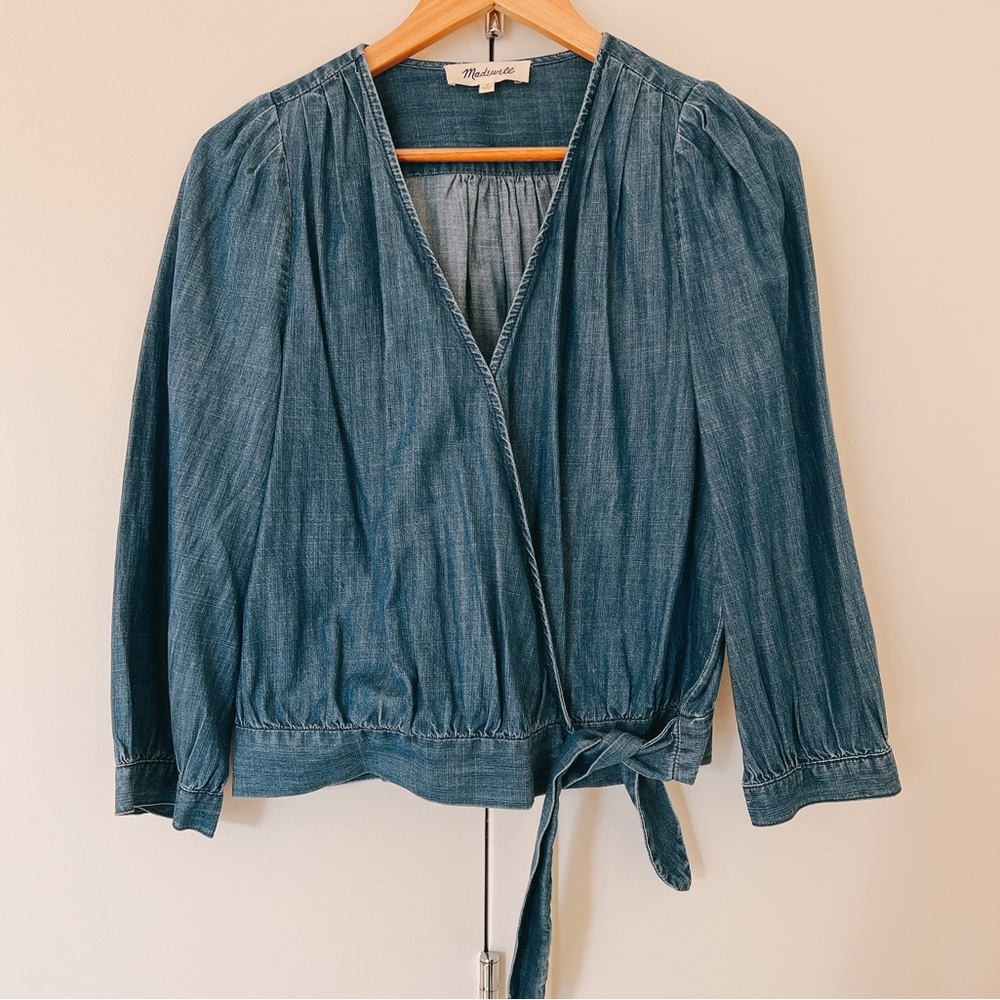 Madewell Blue Wrap Blouse